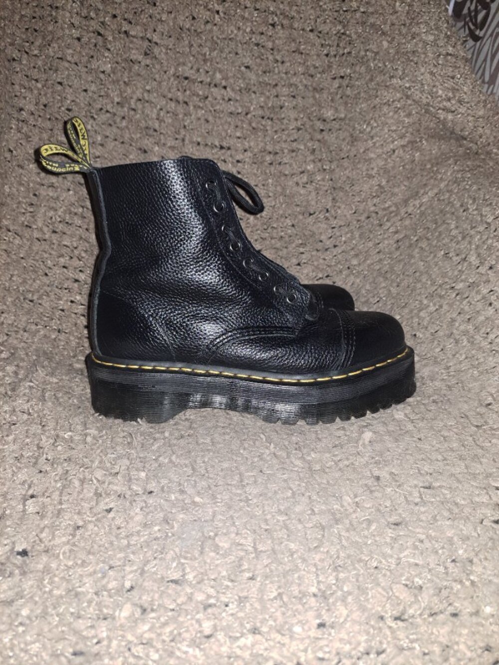 DR. MARTENS/DOC Sinclair-Black Milled Leather-Platform Boots-Sz 10L-8M-Near Mint - Picture 5 of 8